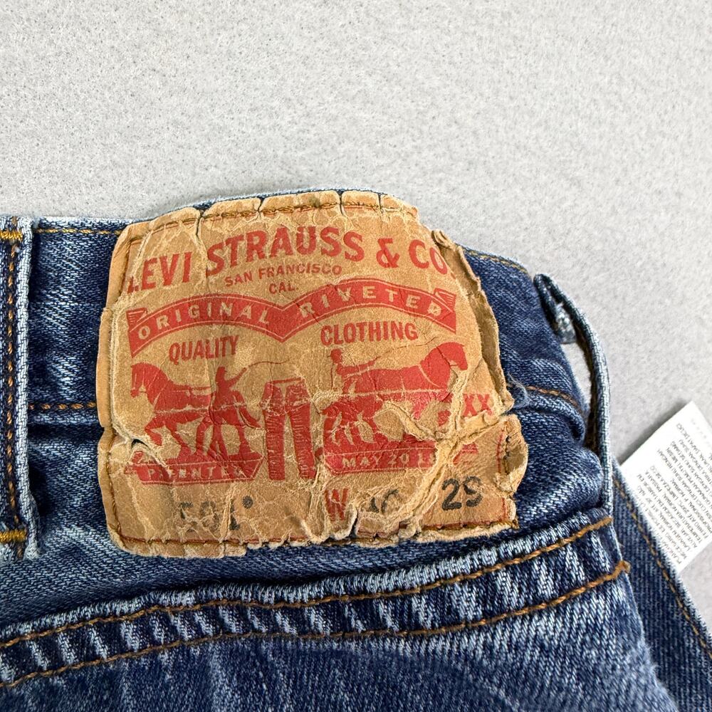 Levis 501 Jeans Men's 40x29 Blue Denim Faded Straight Leg Button Fly Distressed - Picture 4 of 11